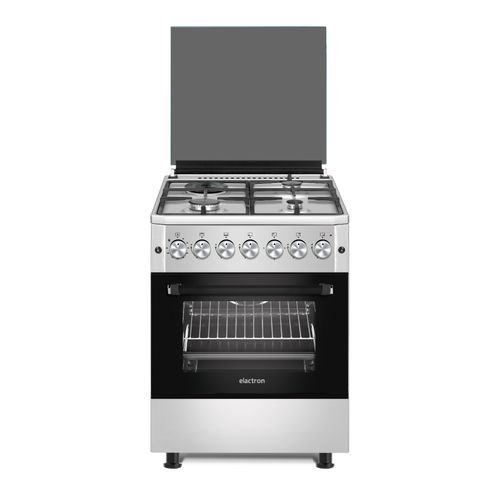 Elactron Cuisinière Combiné feux à Gaz et Electrique 4 Feux Inox - 60 X 60cm - Garantie 12 mois