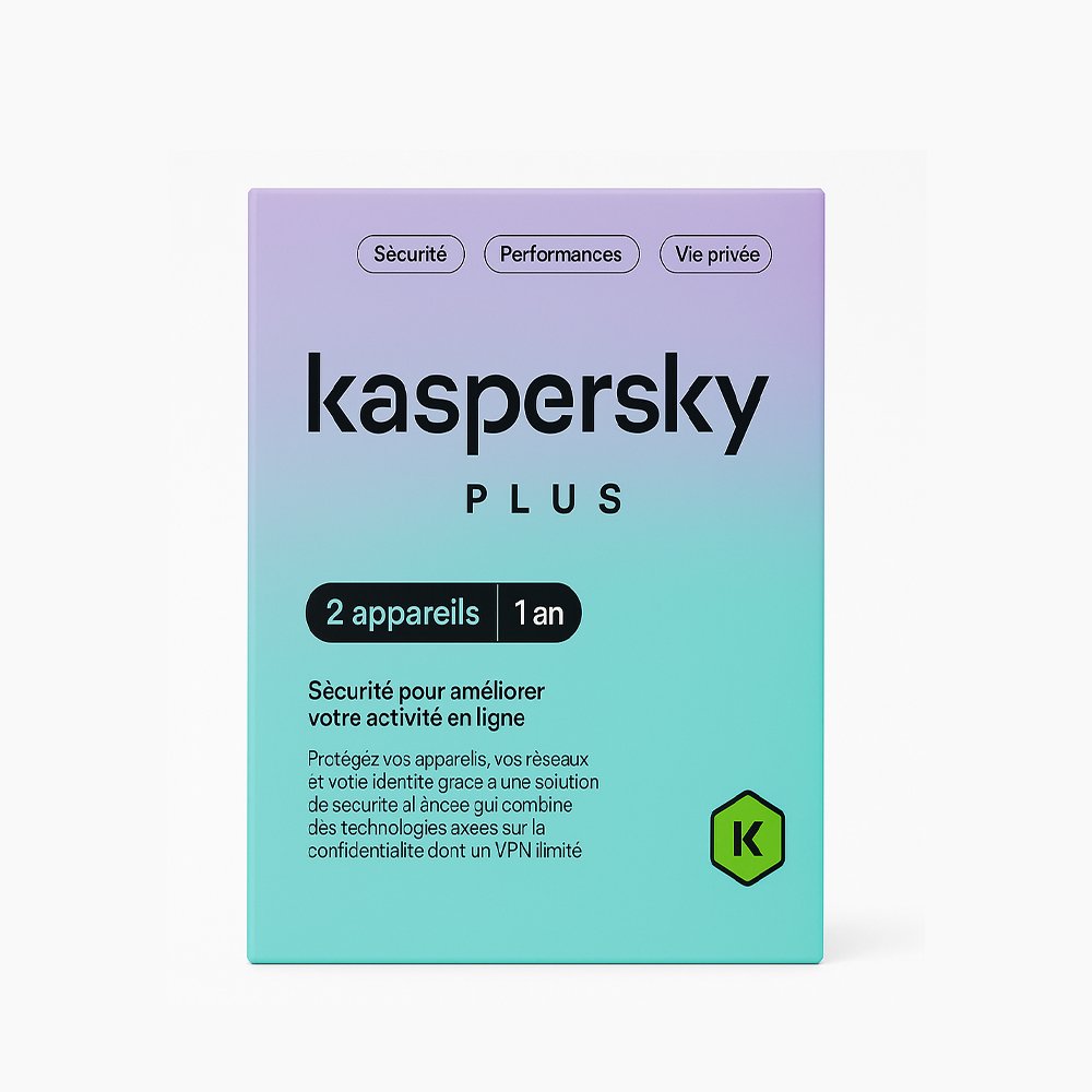 Kaspersky Plus – Licence 1 An pour 2 Appareils